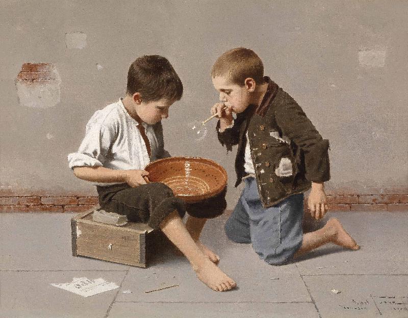 Julio Romero de Torres Seifenblasende Kinder oil painting picture
